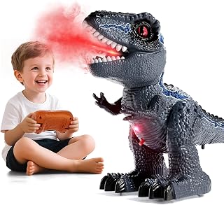 RC Dinosaur Robot Toy with Spray Roar & Light for Kids 3-8 Years Old
