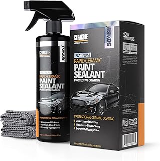 CERAKOTE® Rapid Ceramic Paint Sealant, Ceramic Coating for Cars, 14 oz | Hydrophobic Spray Wax Alternative, 50-Wash Gloss and Slickness, Safe on All Paint Colors and Clear Coat