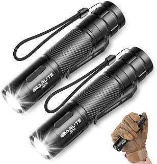 GEARLITE Torch Rechargeable 2 Pack, 2000LM Super Bright Torch with Clip | 3 Lighting Modes, Zoomable & Waterproof LED Torch, Long Lasting Torches for Power Cuts, Emergency, Camping & Outdoor Use