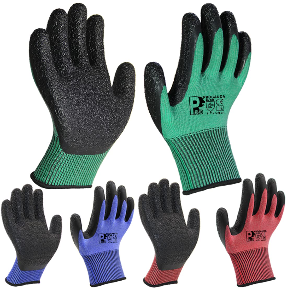 3 Pairs Gardening Gloves Ultra-Grip Work Gloves Non-Slip Latex Coated Durable Sa