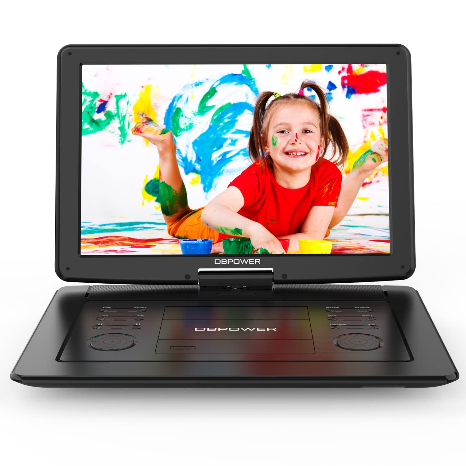 DBPOWER 17.9" Portable DVD Player with 15.6" Large HD Swivel Screen, 6 Hour Rech