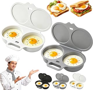 2 Pcs Microwave Egg Poacher 2027 Upgraded Dual Cavity Egg Cooker for 2 Eggs
