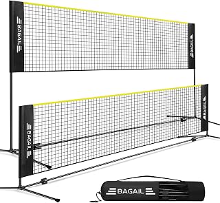 BAGAIL Badminton Net 3M/4M/5M, Foldable Poles & Portable Carry Bag | Height Adjustable, Quick Assemble Sports Net for Garden Badminton, Tennis & Pickleball in Park or Beach Volleyball