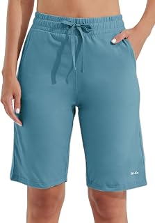 WILLIT Women Cotton Shorts Yoga Pants Long Pants Knee Length Summer Workout Pants 10" with Pockets