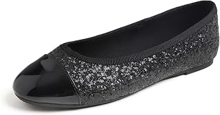 Feversole Women's Fashion Bow Tie Glitter Dress Ballet Flat,Ballerina a Punta Tonda per Donna