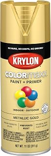 Krylon K05588007 COLORmaxx Spray Paint and Primer for Indoor/Outdoor Use, Metallic Gold, 11 Ounce (Pack of 1)