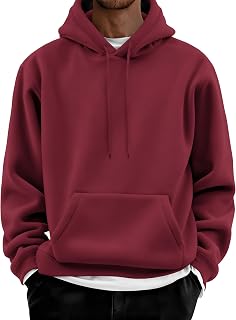 COOFANDY Men Cotton Fleece Hooded Sweatshirt Casual Long Sleeve Hoodies Pullover Fashion Drawstring Hoodie with Kanga Pocket