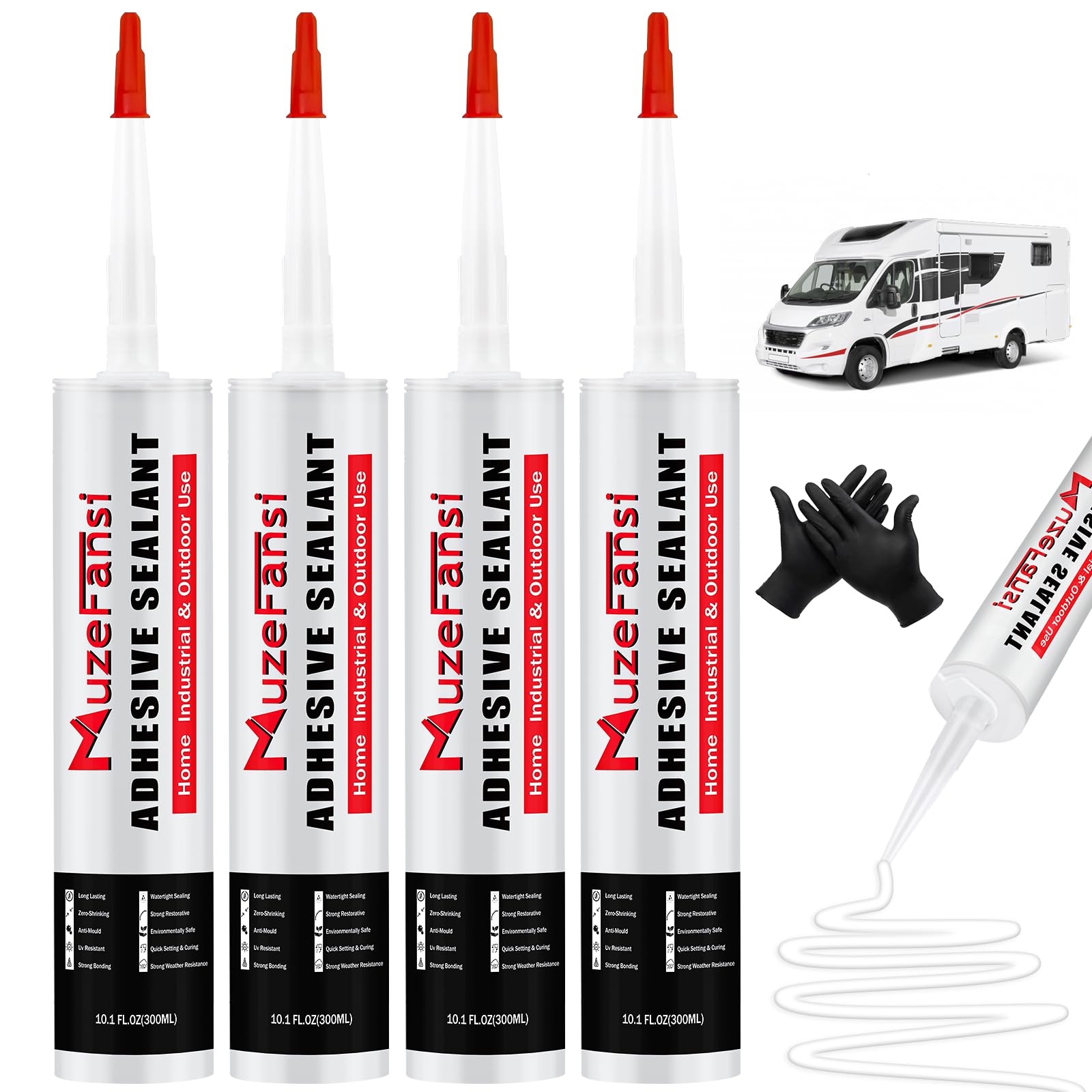 RV Roof Sealant, 4 Packs Non-Leveling Lap Sealant for RV Roofs - Non-Sag Silicon