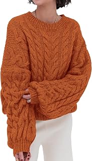 PRETTYGARDEN Women Sweaters Autumn 2024 Knitted Cable Long Sleeve Round Neck Oversized Sweater Chunky Pullover Loose Dresses