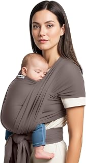 Yolay Baby Wrap Carrier Easy to Wear Soft Baby Carrier Sling Hands Free Adjustable Baby Carrier for Newborn to Toddler Upto 50 lbs, Mud Grey