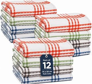 Pro Blazes Cotton Kitchen Towels (Multi-Colour) 70 x 50 cm (Pack of 12)