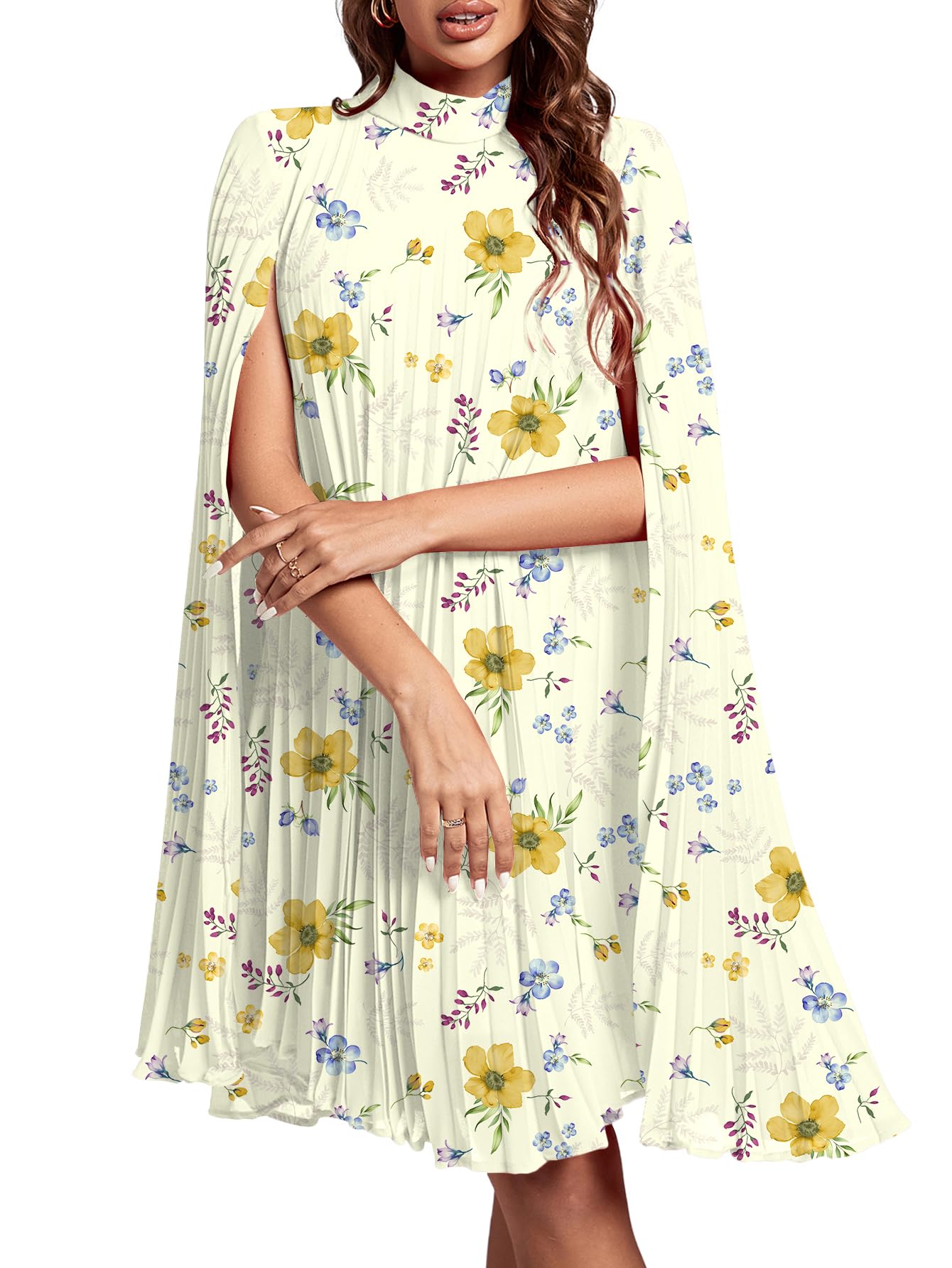 Women's Cloak Sleeve Party Midi Dress