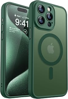 CANSHN Magnetic Shockproof for iPhone 15 Pro Case, Deep Green