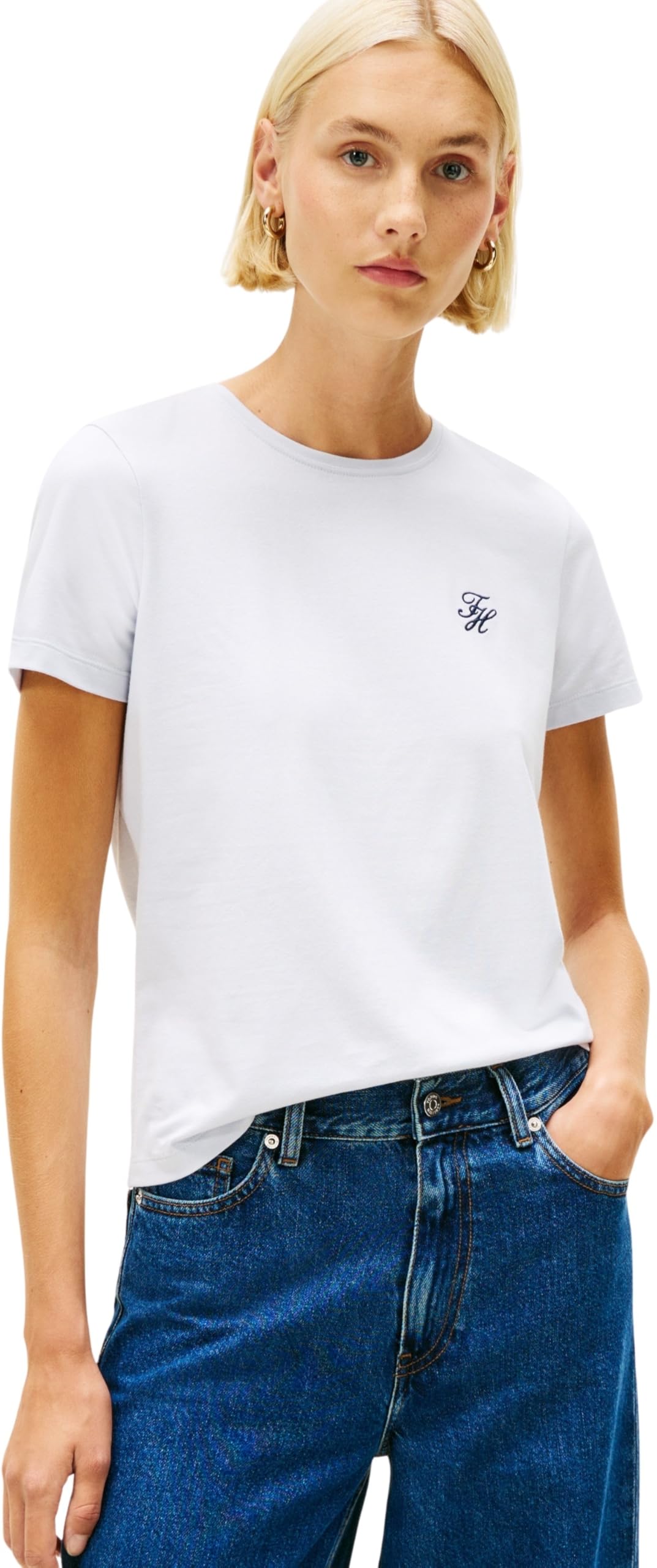 Tommy Hilfiger TH Script Reg C-nk SS tee Ww0ww47809 Women's S/S T-Shirt (Pack of