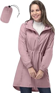 33,000ft Waterproof Rain Poncho Lightweight Breathable Windproof Hooded Thin Foldable Long Waterproof Coats Women