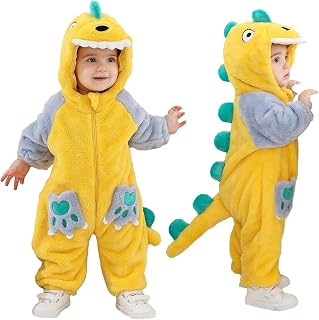 LOLANTA Unisex Rainbow Unicorn Dinosaur Dragon Baby Costume Plush One Piece Hooded Toddler