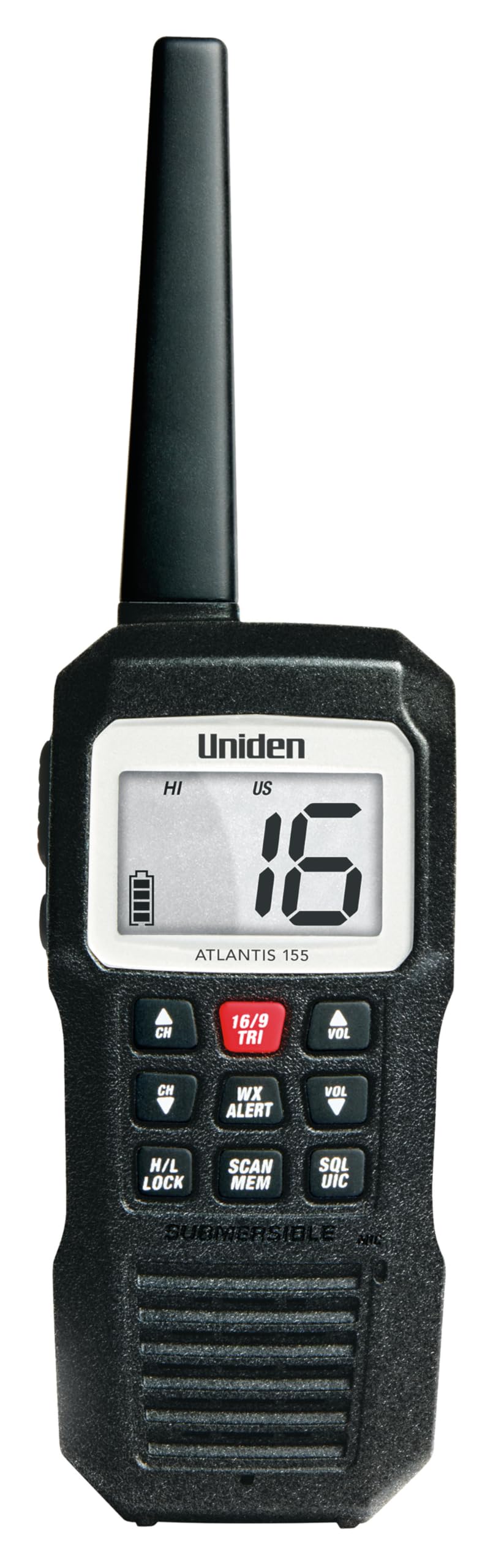 Uniden Atlantis 155 Handheld Two-Way VHF Marine Radio, Floating IPX8 Submersible
