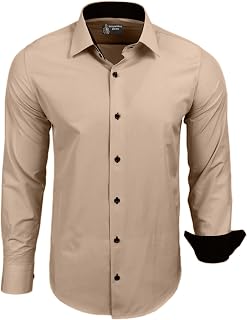 Subliminal Mode - Easy Iron Men's Shirt Two Tone Plain Long Sleeve Slim Fit Business Gift Idea Christmas Valentine's Day RN44