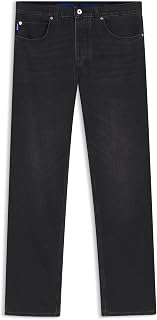 HUGO Jonah Men's Regular Fit Jeans in Medium Blue Stone-Washed Cotton Denim