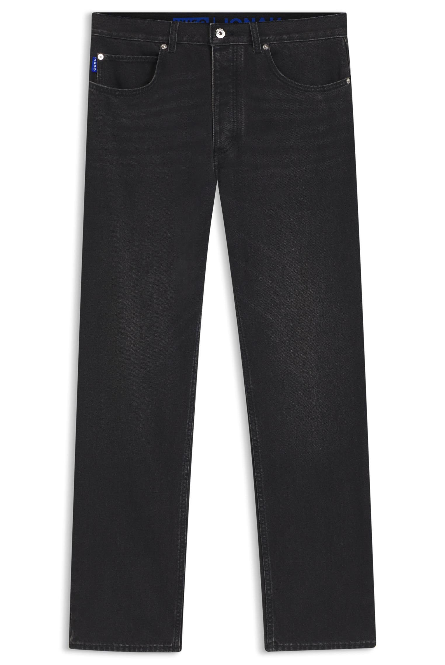 HUGO Jonah Men's Regular Fit Jeans in Medium Blue Stone-Washed Cotton Denim