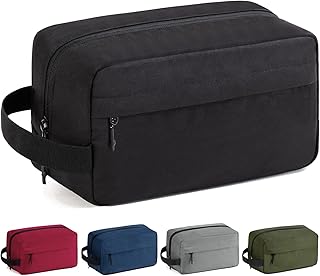 Vorspack Water Resistant Travel Toiletry Bag for Men Women - Medium &amp; Black | Travel Bag for Toiletries, Large Capacity, Organized Compartment, Travel Essentials, Suitable for Shaving, Makeup, Cosmetics
