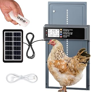 NyPots Automatic Chicken Coop Door Solar Powered with Timer & Light Sensor | Automatic Chicken Door with LCD Display, Solar Chicken Coop Door with Remote Control, Anti-Pinch Function & Made of Al-Alloy