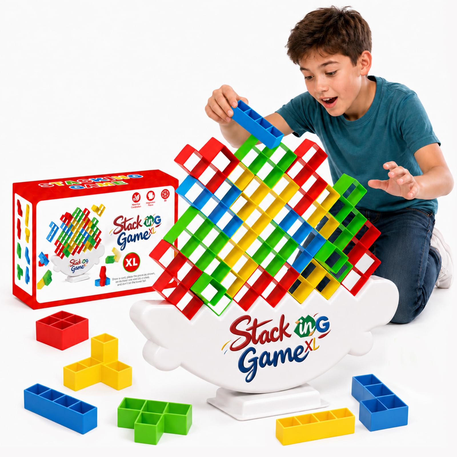 Giant Tower Stack Game, XL Tumble Block Yard Games, Balance Challange Toy | 48PC