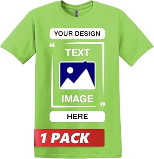 Gildan Custom T-Shirts - Personalized Unisex Crewneck Tee Shirt - Customize Your Image, Text & Photo - Men Women Adult