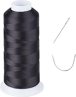 UV Resistant - Heavy Duty Outdoor Thread for Hand or Machine Sewing - Simthread 100% Polyester Bonded Thread Tex 69 (12wt) - 1500 Yards NP-Black