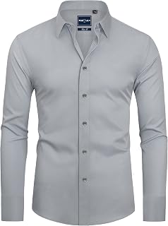 Alimens & Gentle Men's Slim Fit Button Down Shirts Long Sleeve Stretch Wrinkle-Free Shirt Stain Protection
