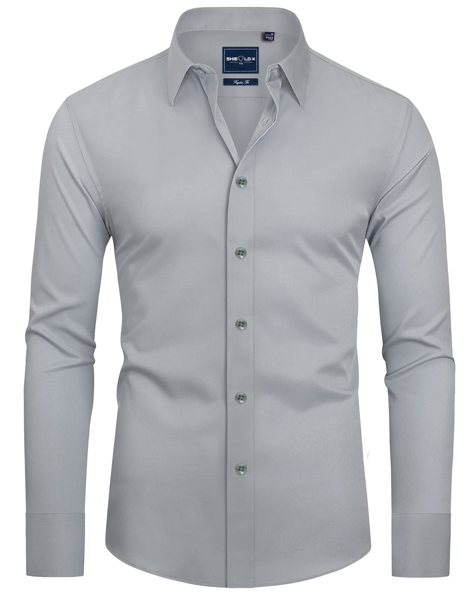 Alimens & Gentle Men's Slim Fit Button Down Shirts Long Sleeve Stretch Wrinkle-F