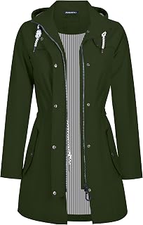 Women's Rain Jacket Long Waterproof Breathable Transition Jacket Hooded Outdoor Jacket S-3XL