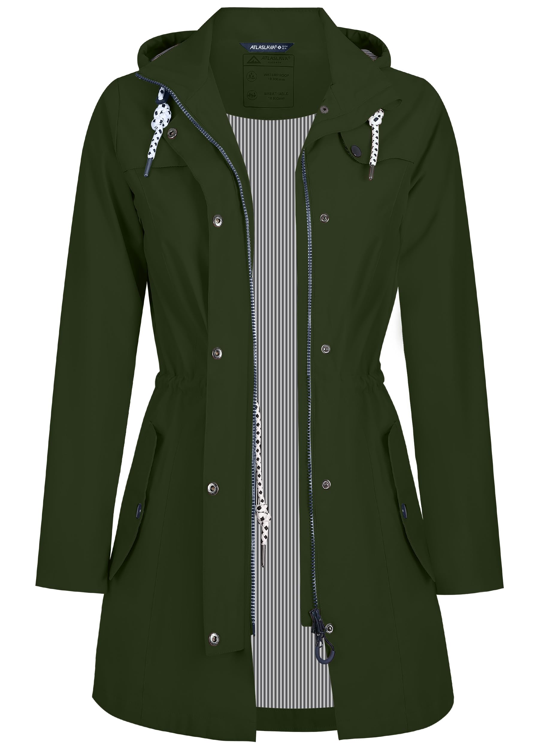 Women's Rain Jacket Long Waterproof Breathable Transition Jacket Hooded Outdoor 