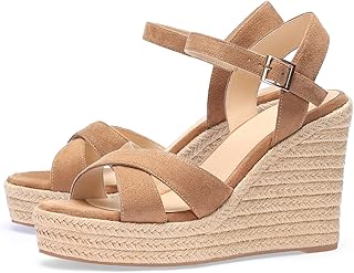 VICKI·VICKI Wedges for Women Platform Sandals Wedge Heels for Sandals Comfortable Summer Espadrilles Shoes with Ankle Strap and Open Toe