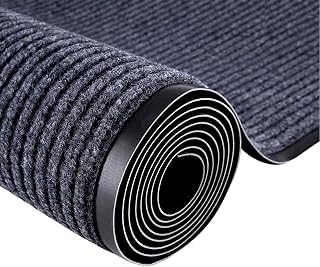 Commercial Runner Rug, 3 x 10 FT Entrance Floor Mat Area Rugs Hallway Carpet with Non-Slip PVC Backing Indoor Outdoor Home Doormat for Office Balcony Corridor Kitchen Garage (Grey)
