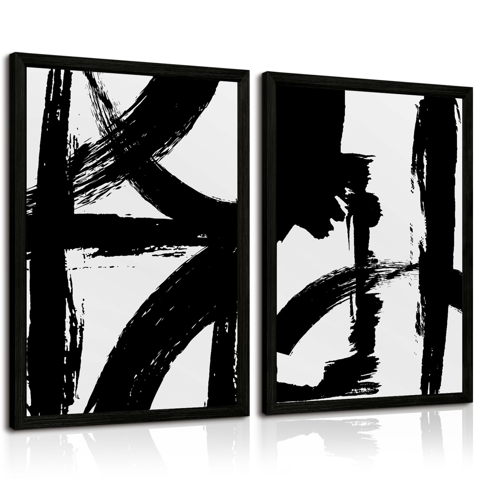 Black and White Wall Art Abstract Modern Painting Minimalist Line Canvas Wall Ar