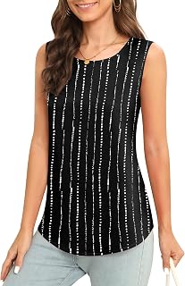 Women's Sleeveless Chiffon Tank Top Business Casual Blouse Tunic Top