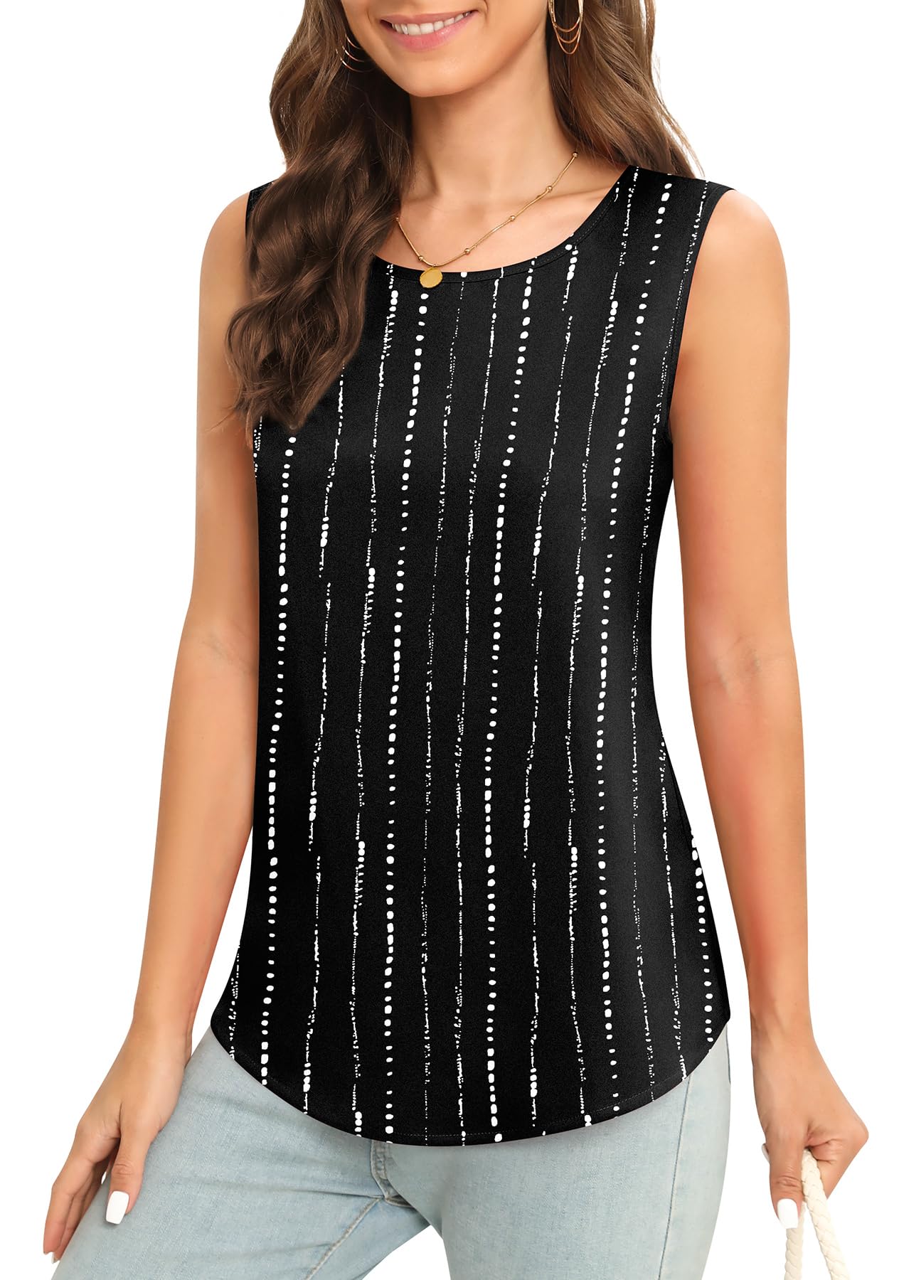 Women's Sleeveless Chiffon Tank Top Business Casual Blouse Tunic Top
