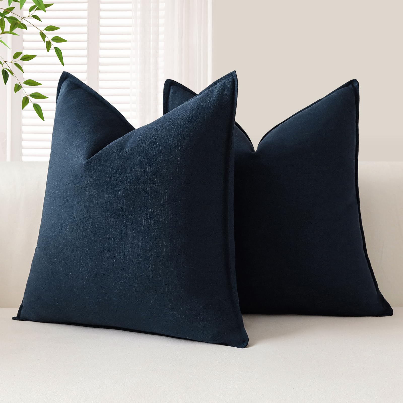 OTOSTAR Pack of 2 Soft Linen Decorative Throw Pillow Covers 24 x 24 Inch Solid F