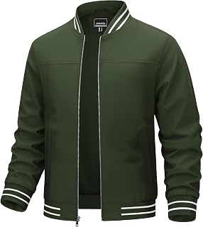 TACVASEN Men's Bomber Jacket Lightweight Casual Spring Fall Windbreaker Zip Up Coat with Pocket