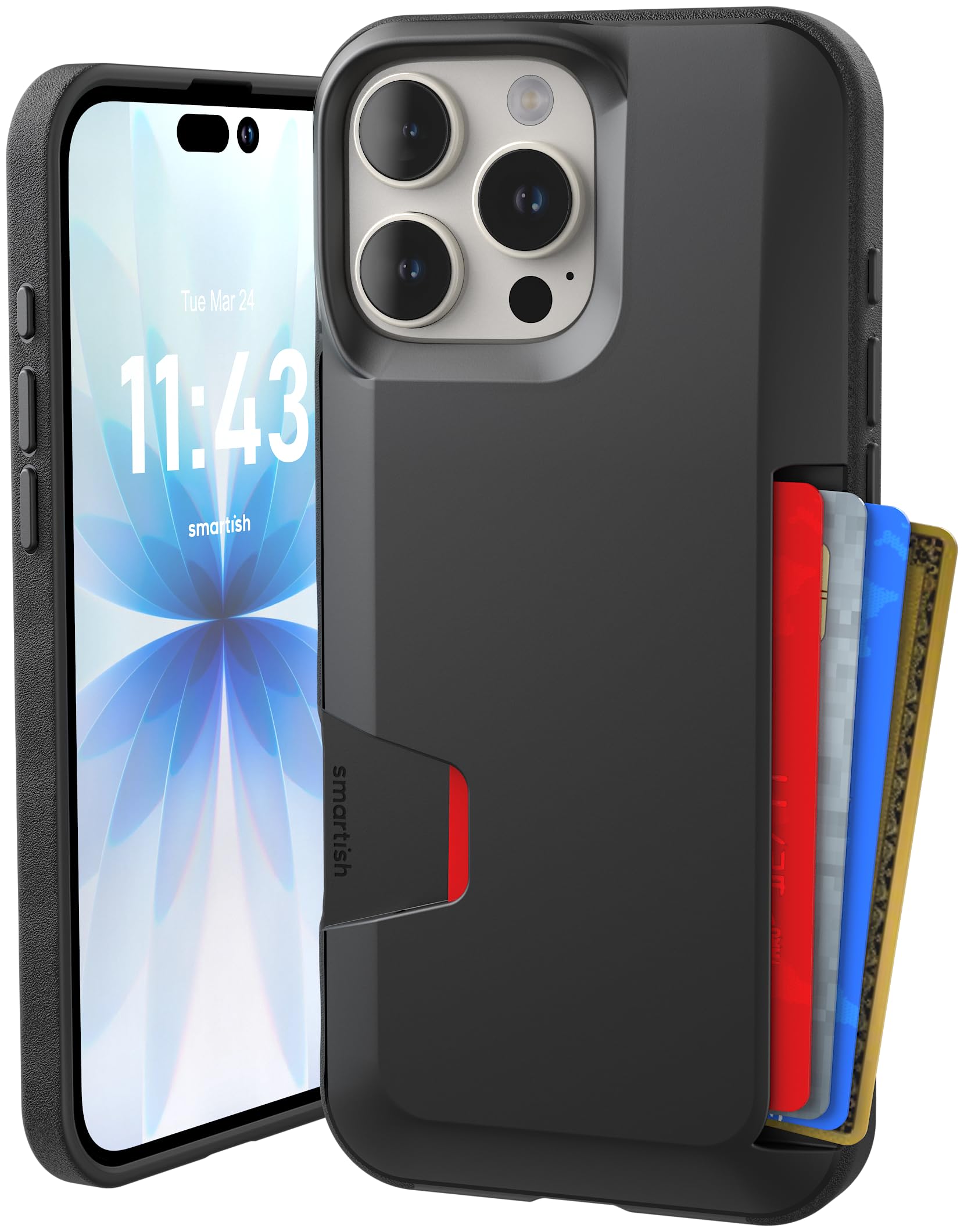 Smartish iPhone 16 Pro Max Wallet Case Card Holder, Wallet Slayer V1, Black