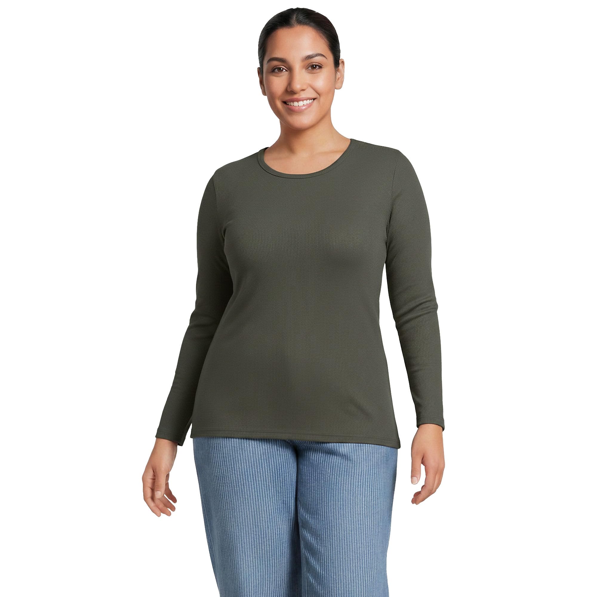 Lands' End Women's Cotton Rib Knit T-Shirt