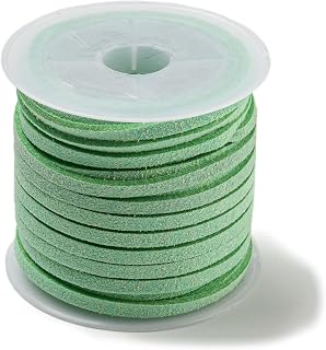1 Roll Flat Faux Suede Cord for Jewelry Making Threading and Braiding Thread with Spool Aqua Color 3x1.5mm Approx 5 Meters (5.46 Yards) / Roll