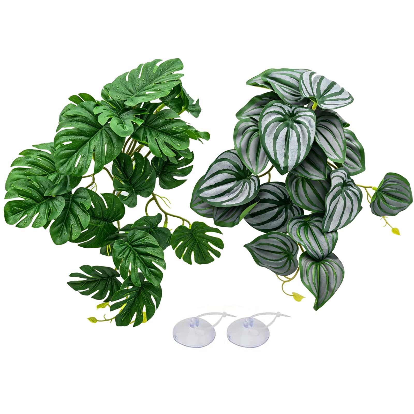 Reptile Plants Terrarium Decor, Artificial Fake Plants for Bearded Dragon, Leopa