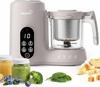 Grownsy Baby Food Maker with Stainless Steel Steam Basket,Steamer &amp; Blender | Baby Food Processor, Healthy Homemade Baby Food Purees, Starting Solids &amp; BLW, Baby Feeding Essentials, 6+ Months