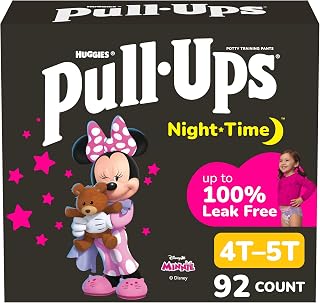 Pull-Ups Girls' Night-Time Potty Training Pants, 4T-5T, 92 Ct (38-50 lbs) | Absorbs More Than Diapers, Leak Free, Underwear-Like Fit, Soft, Breathable, Multi-Colored