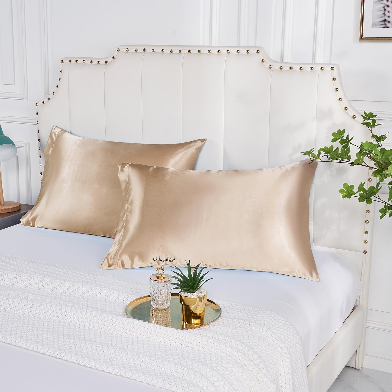 1 Pack Queen Satin Pillowcase with Zipper, Similar to Silk Pillowcases Silky Sof