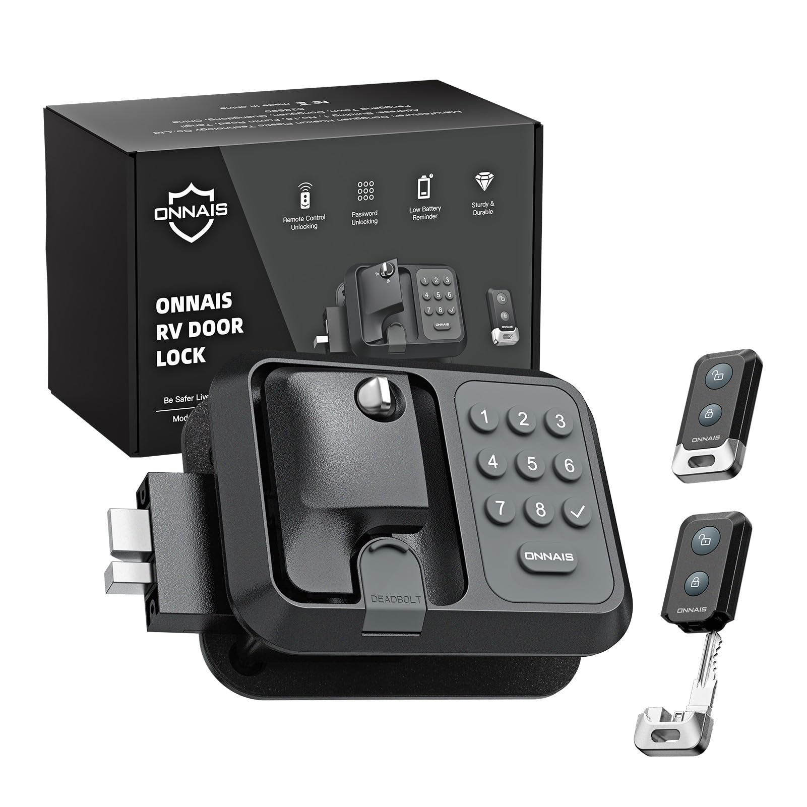 ONNAIS Keyless RV Door Lock - Fits Most Trailers & 5th Wheels | Anti-Prying Heav