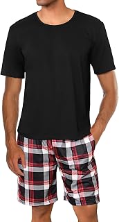 Uniexcosm Men's Short Crew Neck Two-Piece Pyjamas