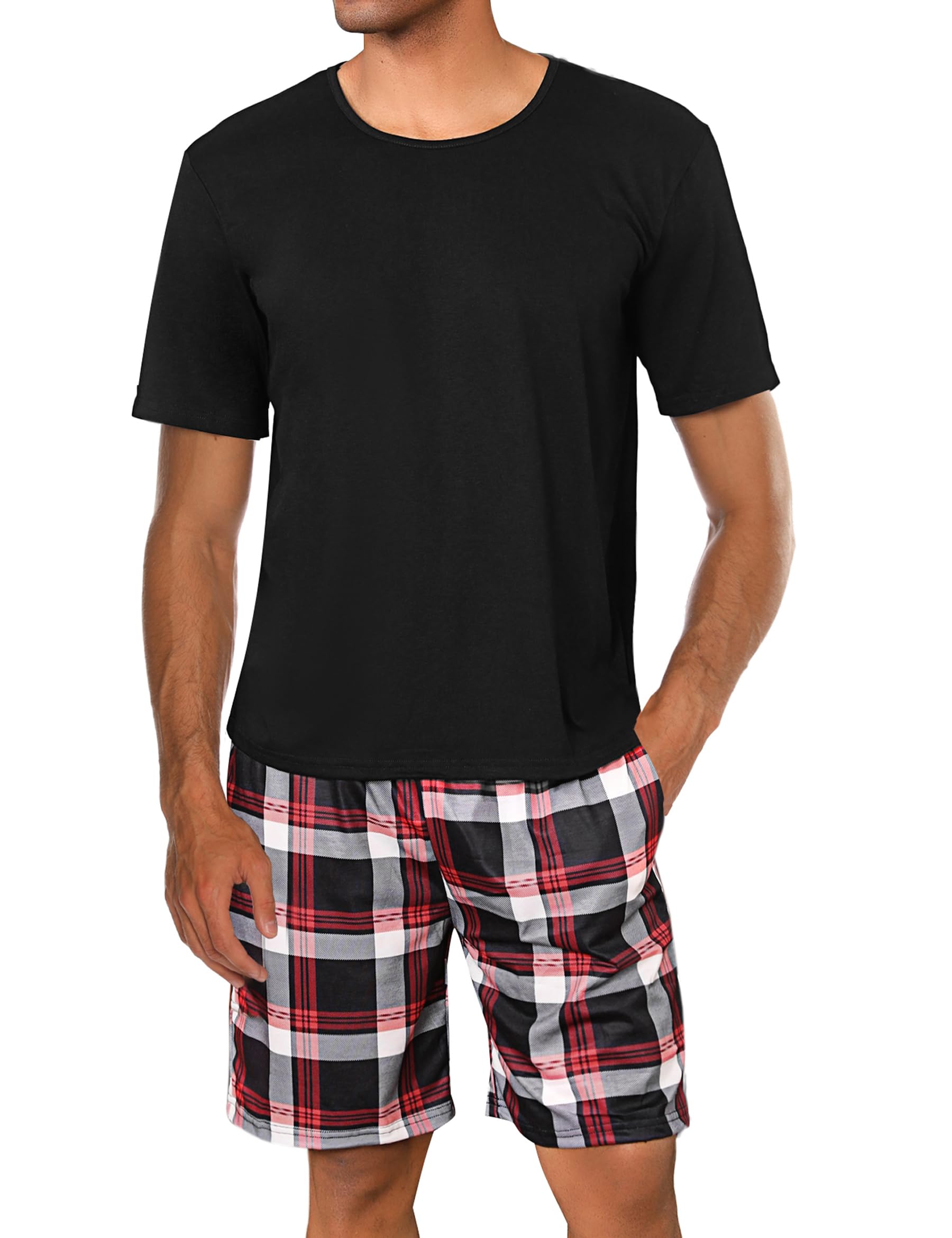 Uniexcosm Men's Short Crew Neck Two-Piece Pyjamas
